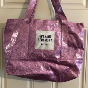 Opening Ceremony Pink Purple Glitter ZIP Tote